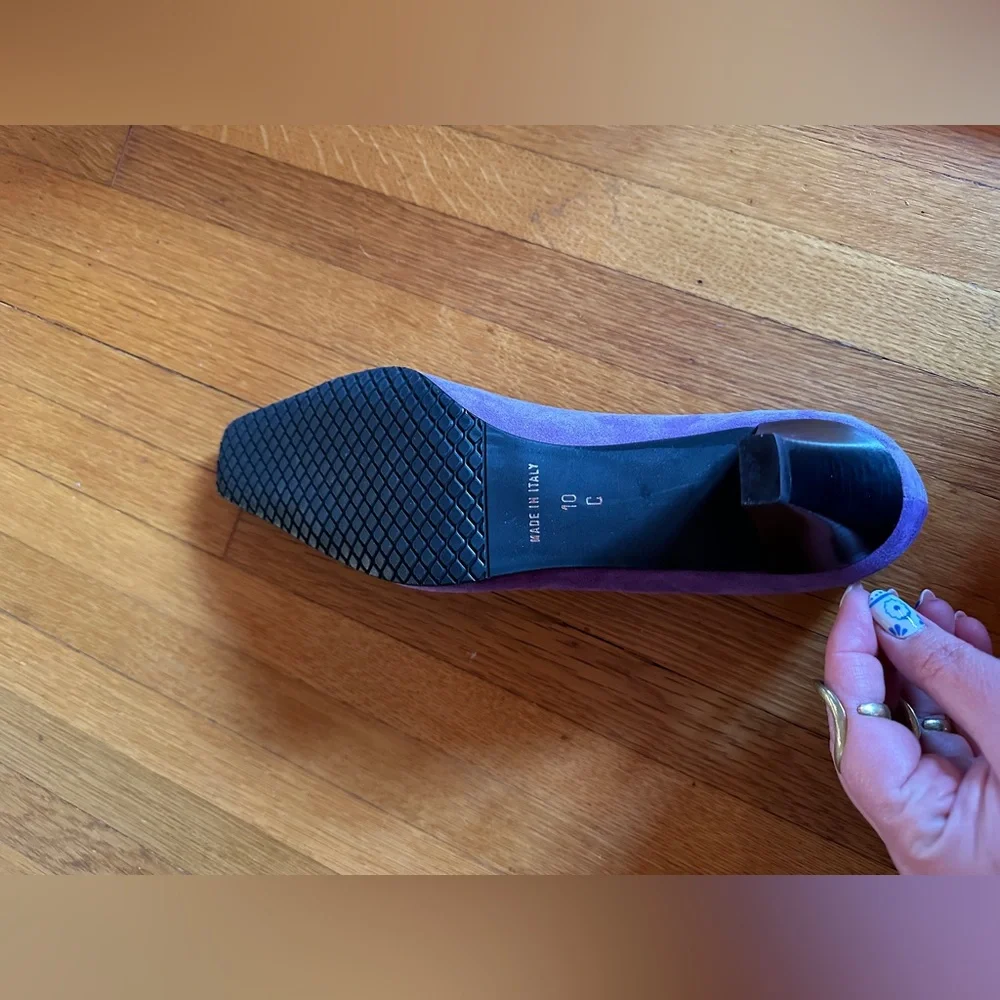 Almafi for Nordstrom Purple Suede/Gator Pump with Buckle, Size 10W, NWT